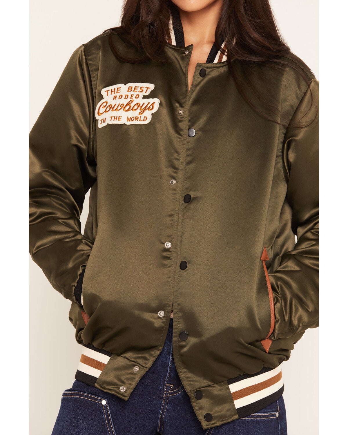 Image #3 - Rodeo Quincy X NFR Women's Cowboys Bomber Jacket, Green, hi-res