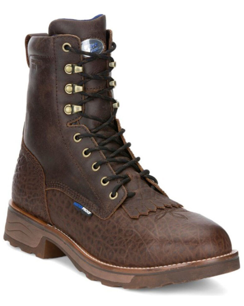 Tony Lama Men's Timber 8" Lace Up Comp Waterproof Work Boots - Round Toe , Brown, hi-res