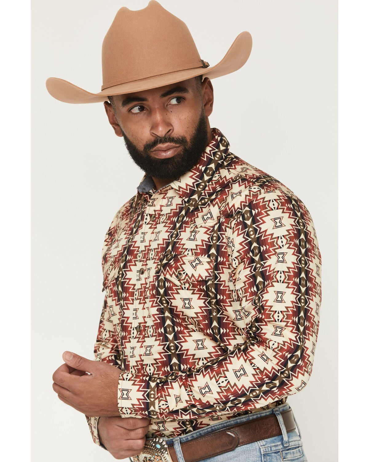 Cody James Men's Thatcher Southwestern Print Long Sleeve Snap