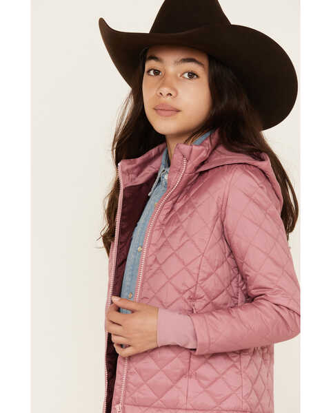 Image #2 - Shyanne Girls' Diamond Hooded Puffer Jacket, Pink, hi-res