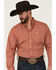 Image #1 - Cinch Men's Geo Print Long Sleeve Button-Down Western Shirt, Red, hi-res