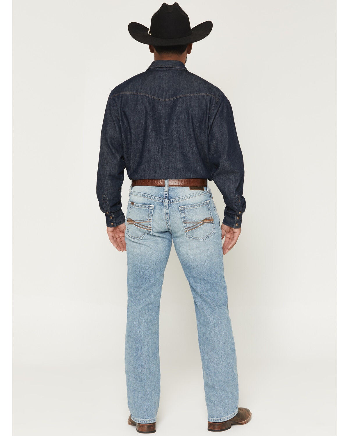 Image #3 - Ariat Men's M4 Kayne Gus Light Wash Relaxed Bootcut Stretch Denim Jeans, Light Wash, hi-res