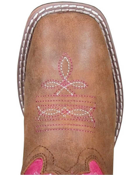 Image #2 - Smoky Mountain Little Girls' Tracie Western Boots - Square Toe, Brown/pink, hi-res