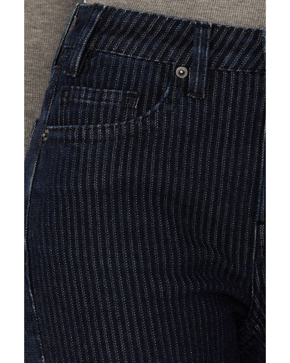 Image #2 - Rock & Roll Denim Women's Dark Wash High Rise Jacquard Striped Striped Bootcut Stretch Denim Jeans, Dark Wash, hi-res