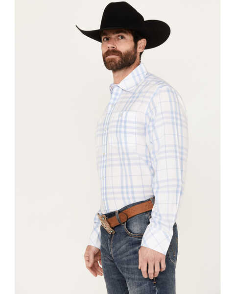 Image #2 - Resistol Men's Conrad Plaid Print Long Sleeve Button Down Western Shirt, Light Blue, hi-res