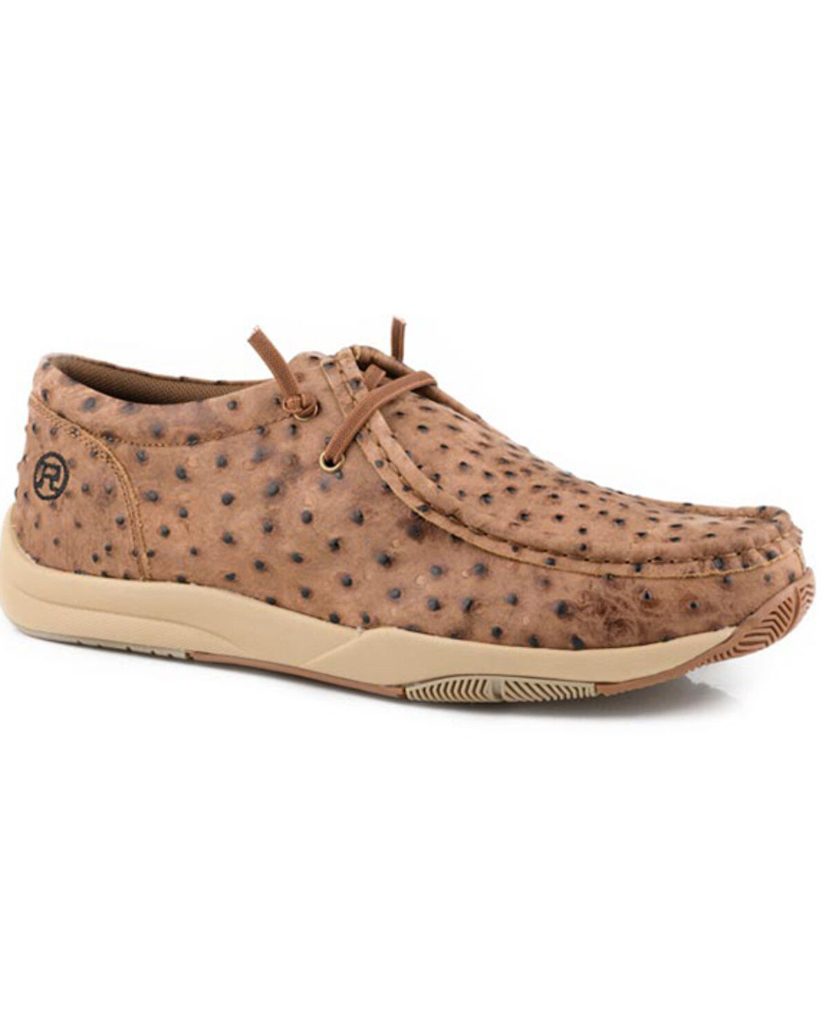 Image #1 - Roper Men's Ostrich Print Clearcut Low Casual Shoes - Moc Toe, Black, hi-res