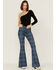 Image #1 - Rock & Roll Denim Women's Southwestern Stripe Flare Jeans, Blue, hi-res