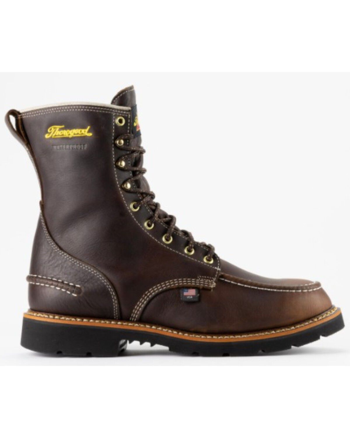 Thorogood Men's 8" 1957 Series Flyway Waterproof Briar Pitstop Moc Work Boots - Soft Toe, Brown, hi-res