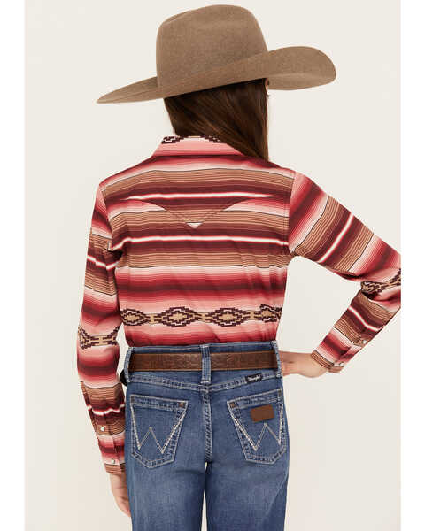 Image #4 - Ariat Girls' Southwestern Serape Striped Long Sleeve Snap Western Shirt, Pink, hi-res