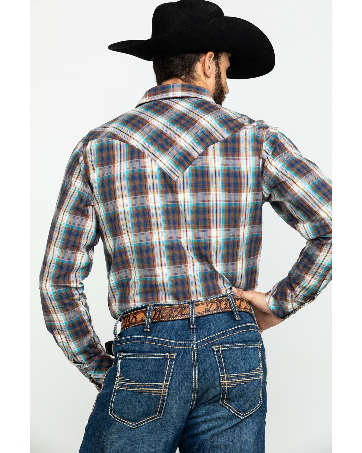 Image #2 - Roper Men's West Made Desert Dobby Plaid Long Sleeve Western Shirt, Multi, hi-res
