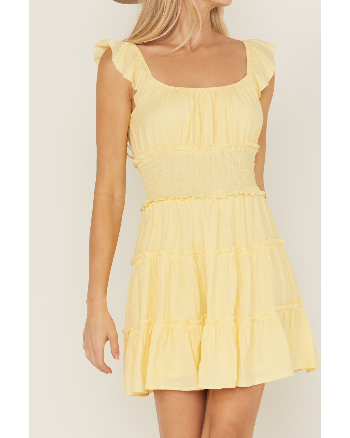 Image #3 - Ash & Violet Women's Smocked Waist Mini Dress, Yellow, hi-res
