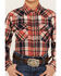 Image #3 - Roper Boys' Plaid Print Long Sleeve Snap Western Flannel Shirt, Red, hi-res