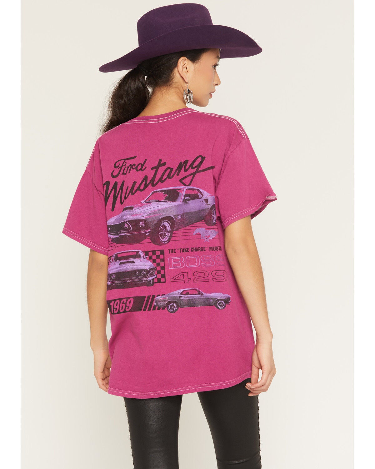 Image #4 - Merch Traffic Women's Ford Mustang Short Sleeve Graphic Tee, Pink, hi-res