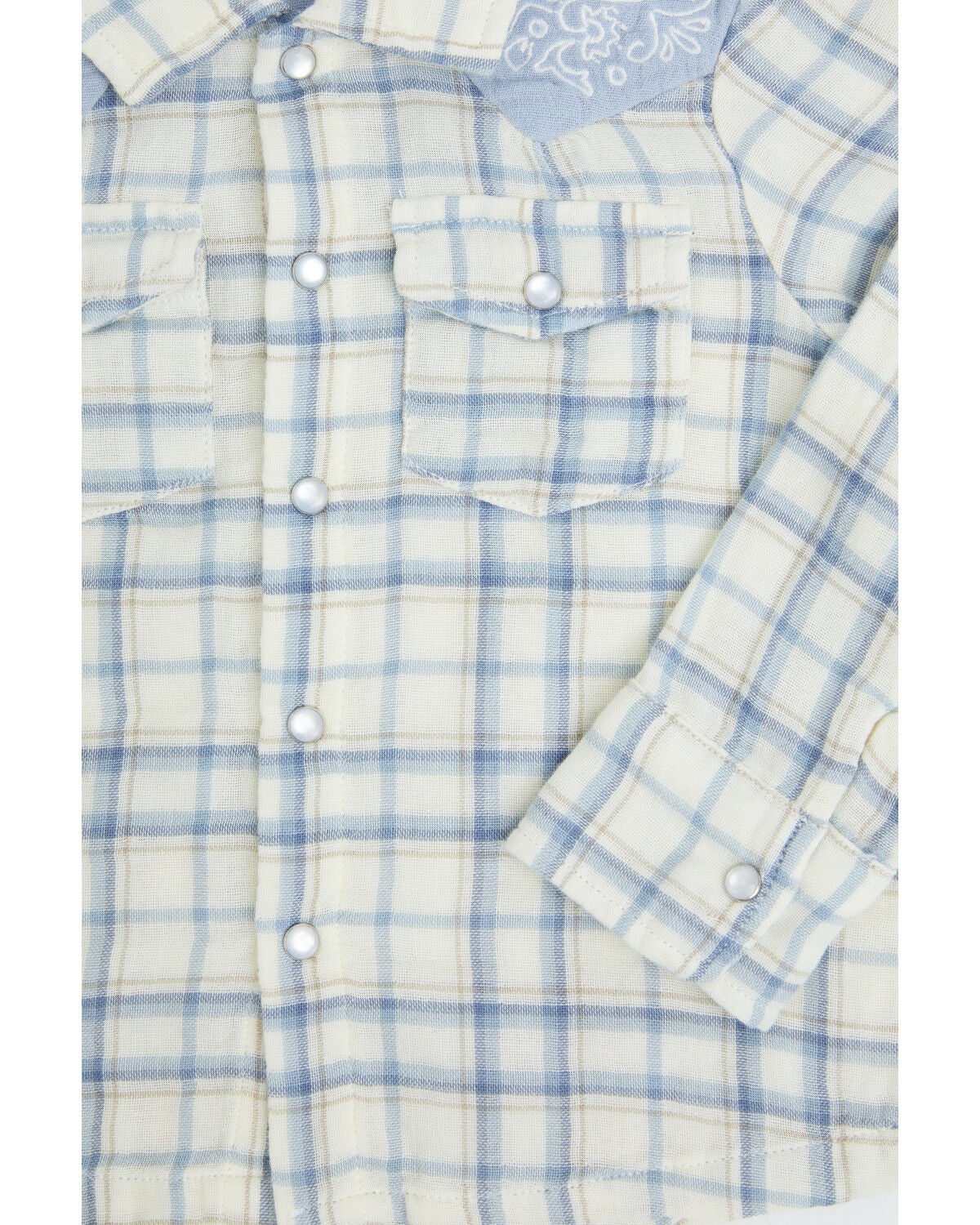 Image #2 - Angel Dear Infant Boys' Plaid Print Long Sleeve Pearl Snap Western Shirt, Blue, hi-res