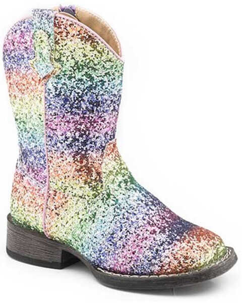 Image #1 - Roper Toddler Girls' Glitter Galore Western Boots - Broad Square Toe, Pink, hi-res