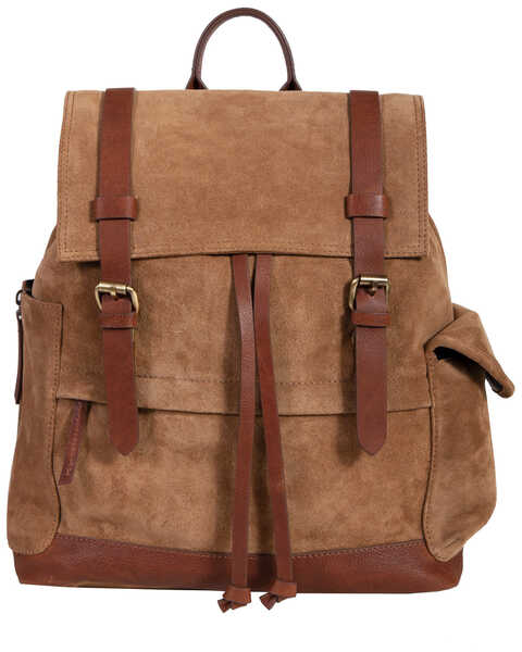 Scully Brown Suede with Leather Trim Backpack, Brown, hi-res