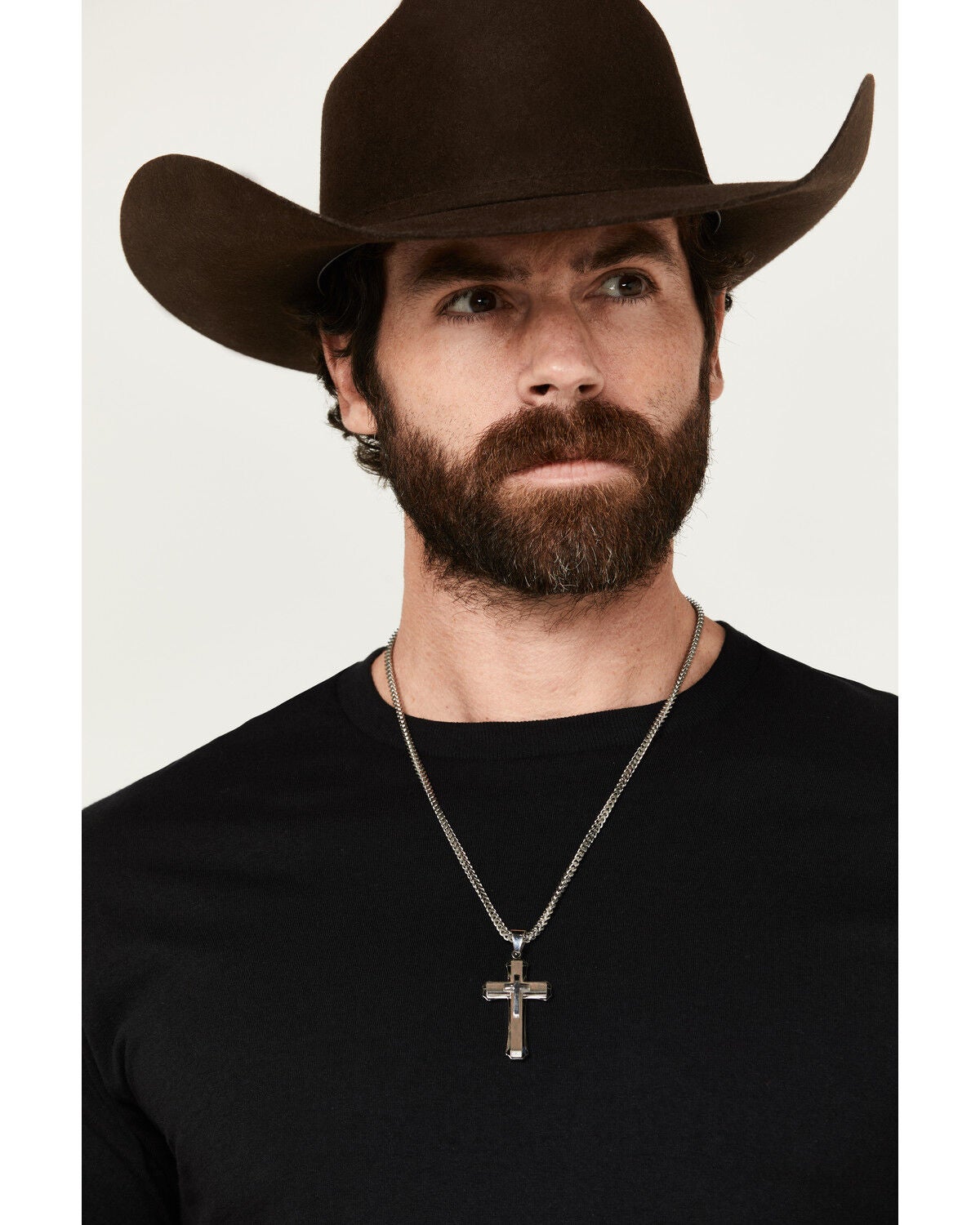 Cody James Men's Ornate Cross Necklace, Silver, hi-res