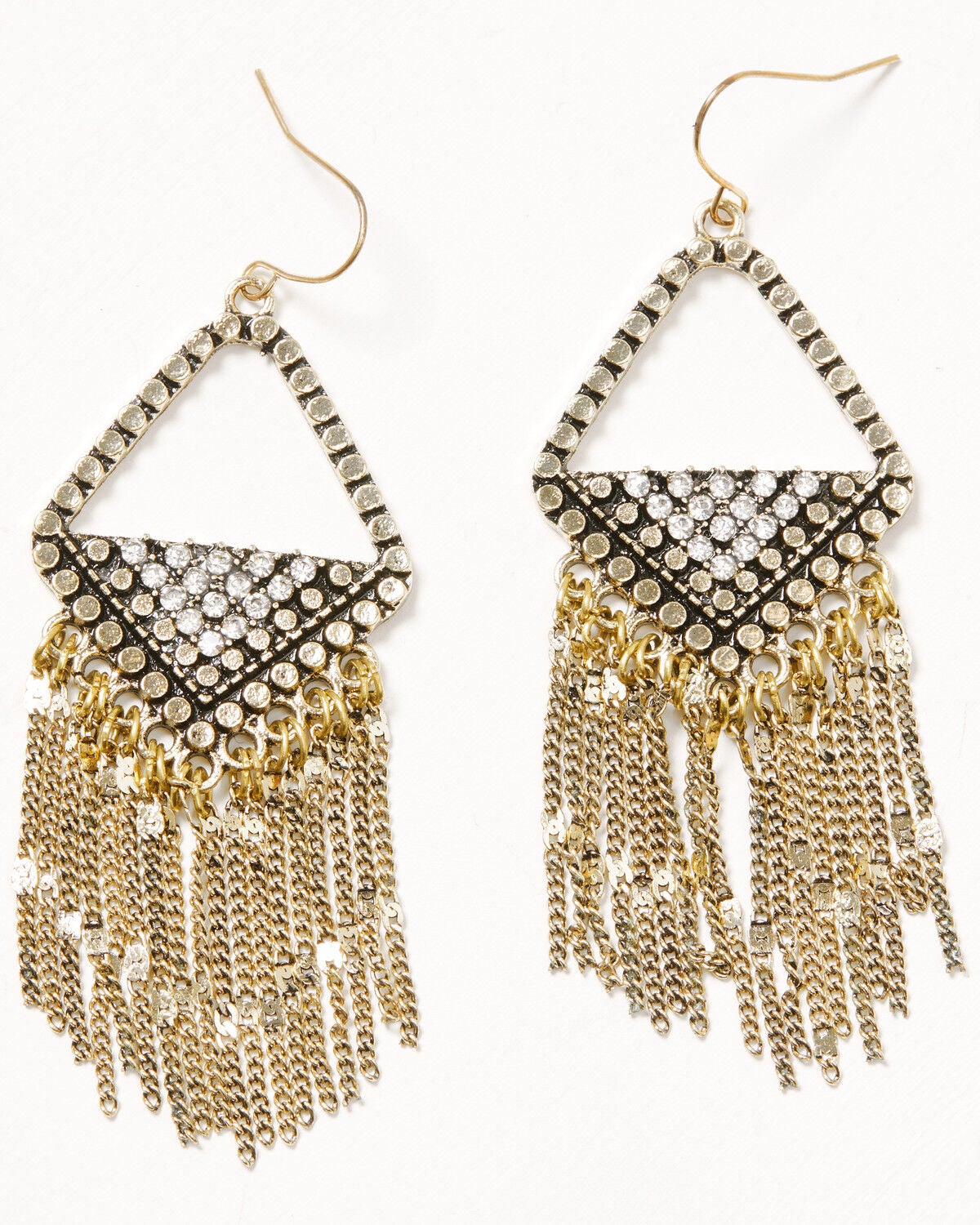 Shyanne Women's Rhinestone Fringe Earrings, Gold, hi-res