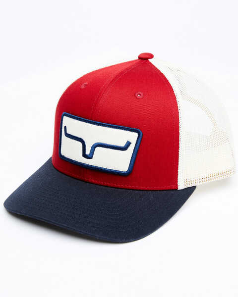Image #1 - Kimes Ranch Men's The Cutter Horns Logo Patch Mesh-Back Ball Cap , Red, hi-res