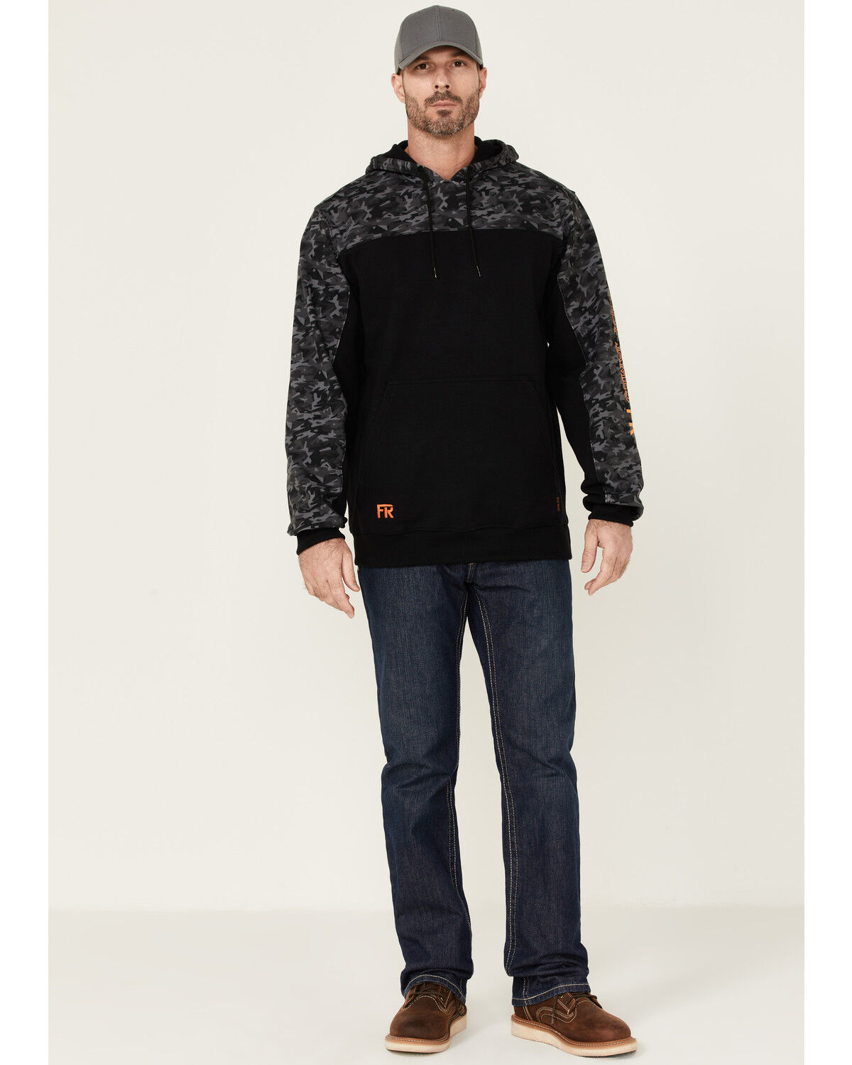 Image #2 - Cody James Men's FR Printed Fleece Hooded Work Sweatshirt, Black, hi-res