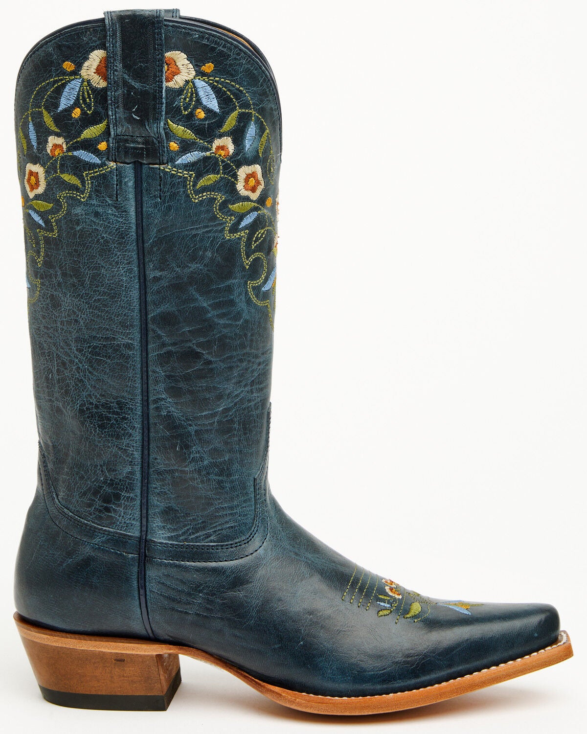 Image #2 - Shyanne Women's Stephanie Floral Western Boots - Snip Toe, Navy, hi-res