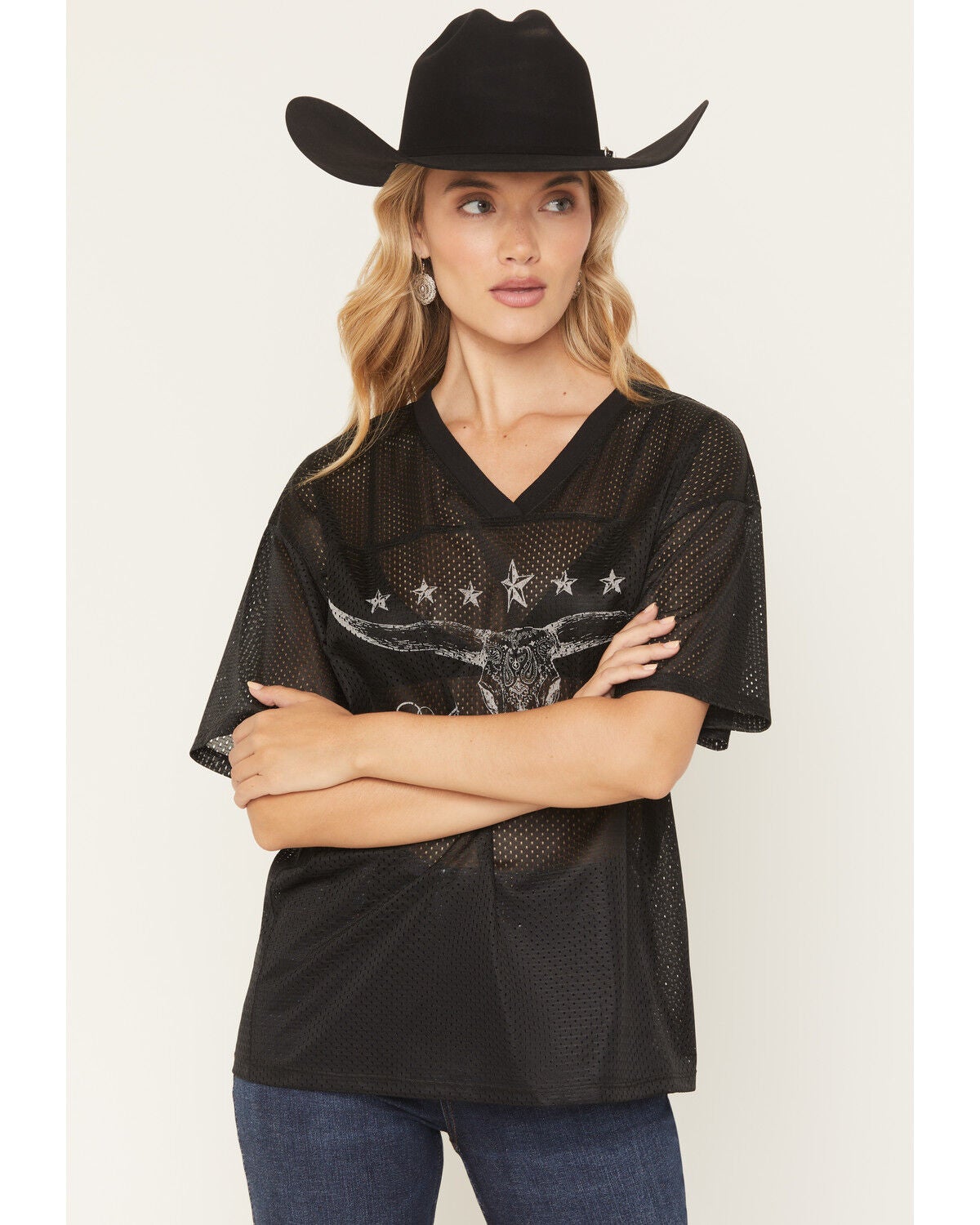 Image #1 - Youth in Revolt Women's Steerhead Short Sleeve Graphic Jersey Shirt, Black, hi-res