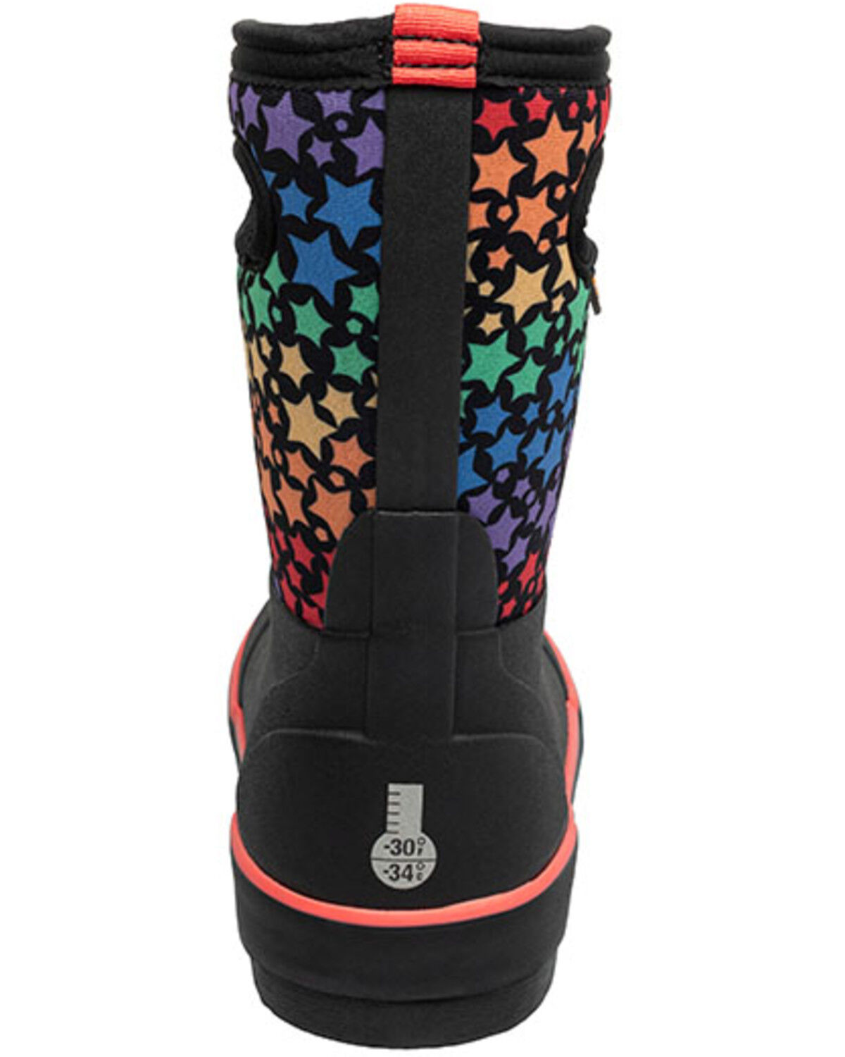 Image #5 - Bogs Girls' Classic II Rainbow Stars Waterproof Boots - Round Toe, Black, hi-res