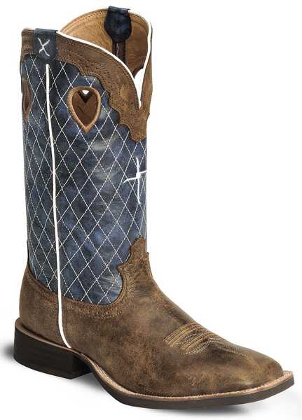 Twisted X Men's Distressed Ruff Stock Cowboy Boots - Wide Square Toe, Distressed, hi-res