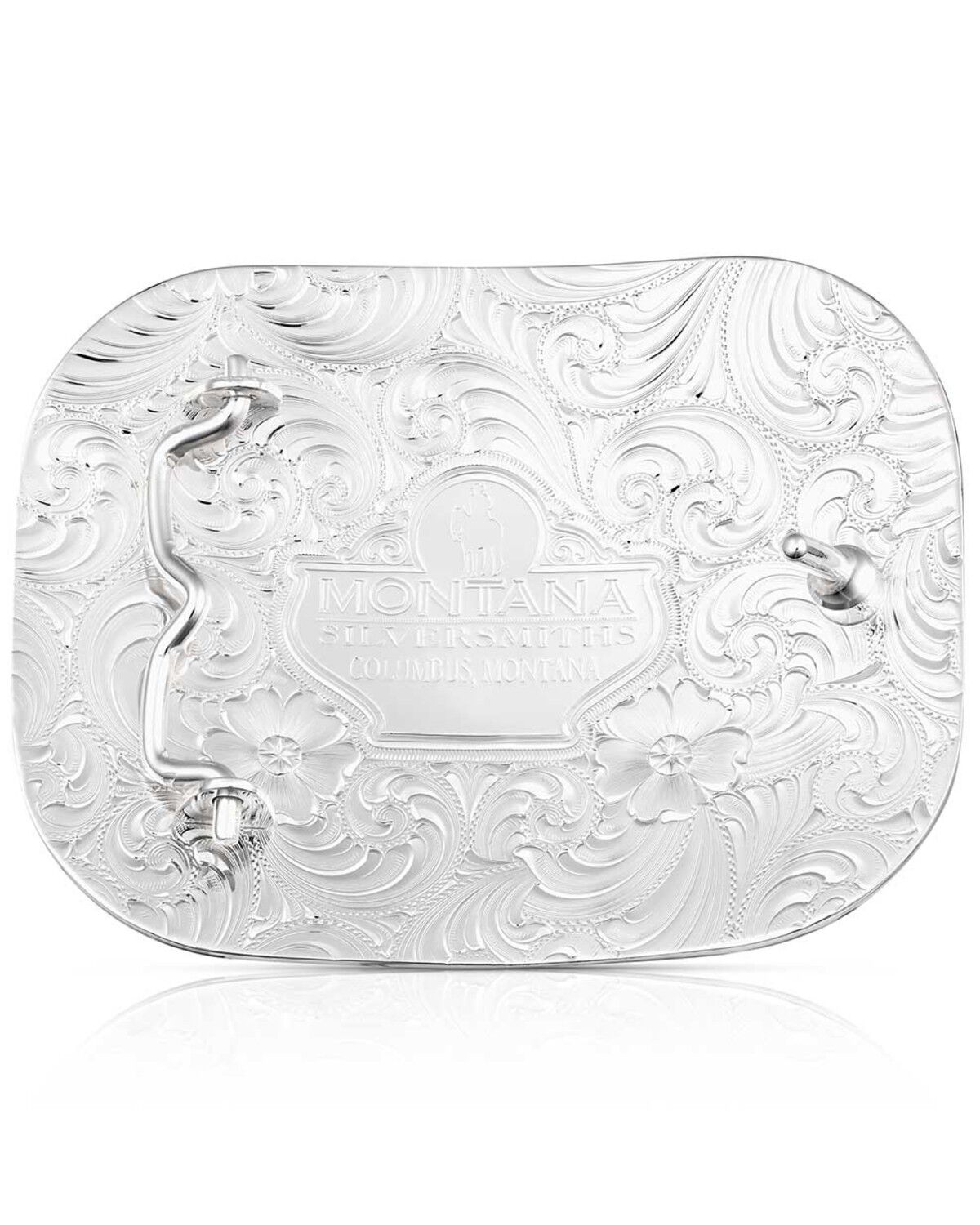 Image #2 - Montana Silversmiths Class Act Two Tone Belt Buckle with Longhorn, Silver, hi-res
