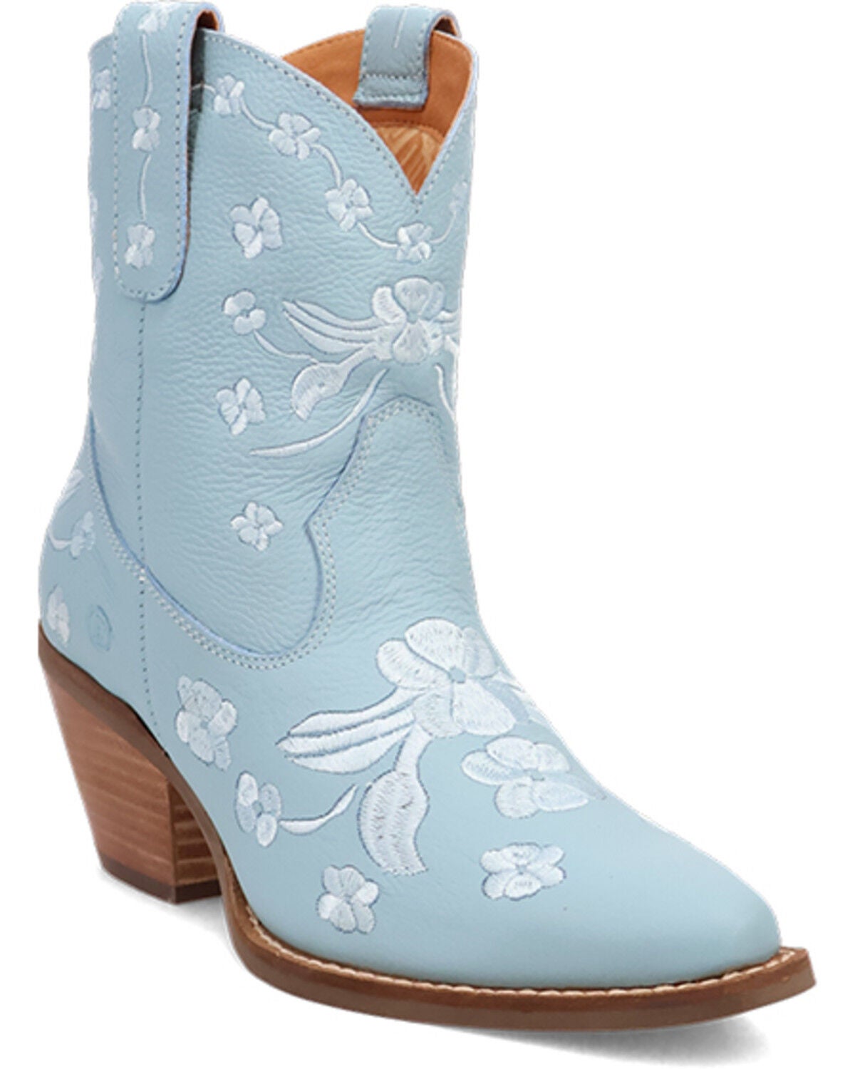 Dingo Women's Sweetheart Embroidered Booties - Round Toe, Blue, hi-res