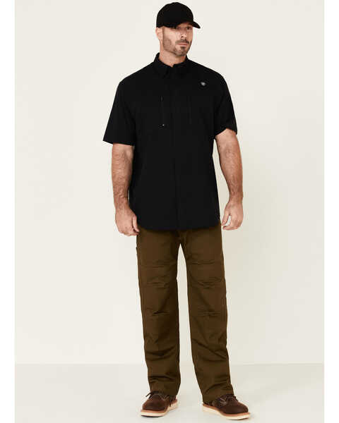 Image #2 - Ariat Men's Solid Tek Button Down Short Sleeve Western Shirt - Tall , Black, hi-res