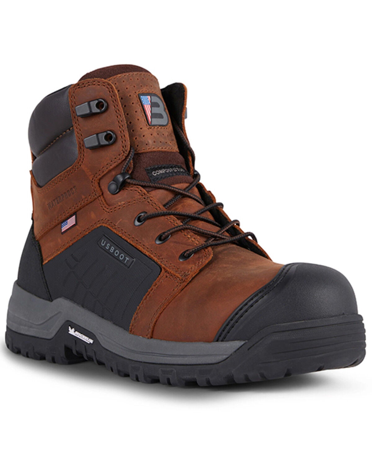 US Boot Men's 6" Handler Waterproof Work Boots - Composite Toe, Brown, hi-res