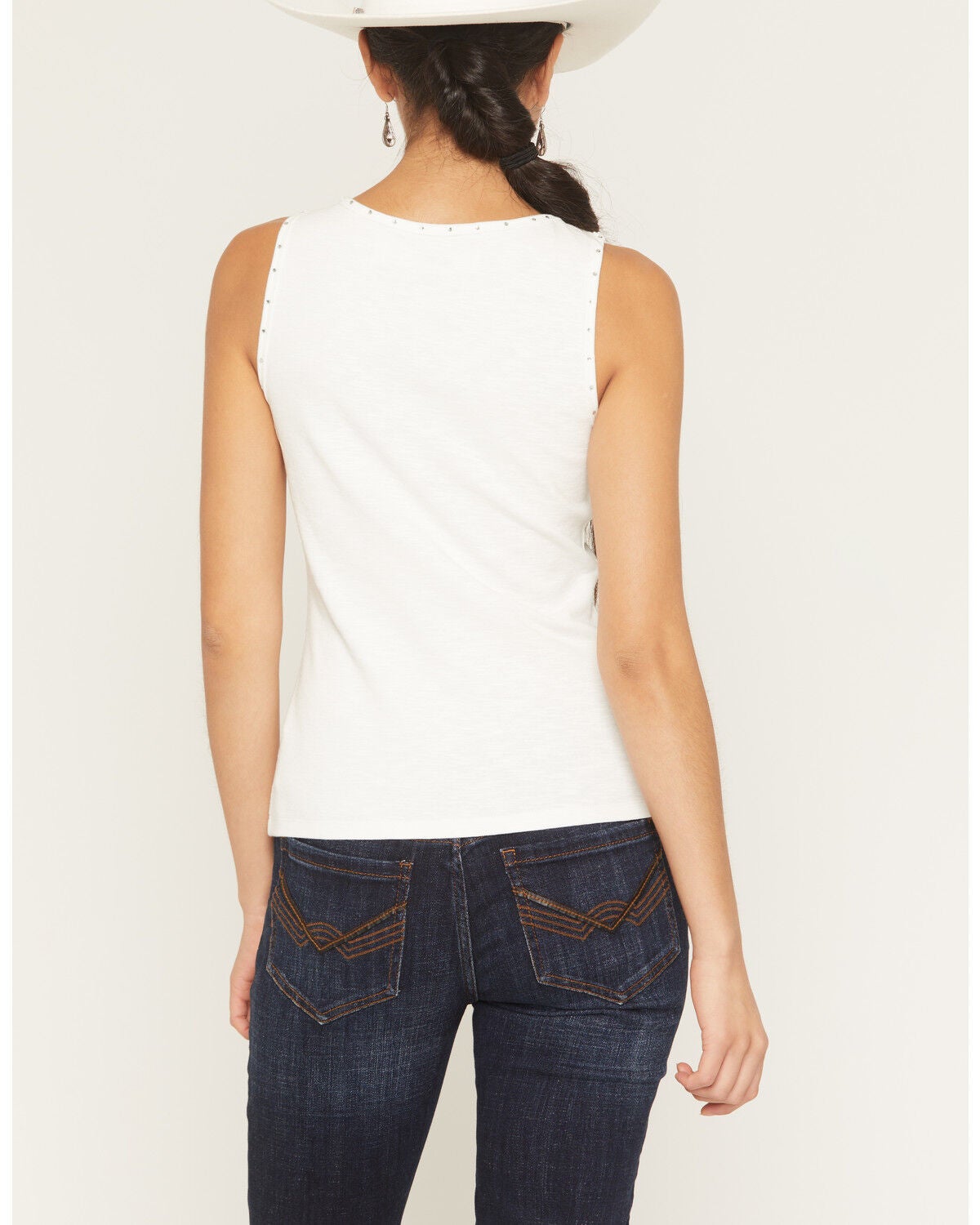 Image #4 - Idyllwind Women's Rhinestone Cowgirl Muscle Tank, Cream, hi-res