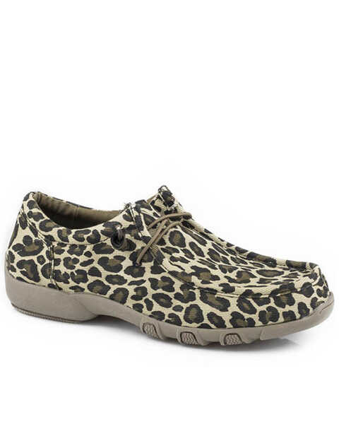 Image #1 - Roper Women's Chillin' Leopard Casual Shoes - Moc Toe, Tan, hi-res