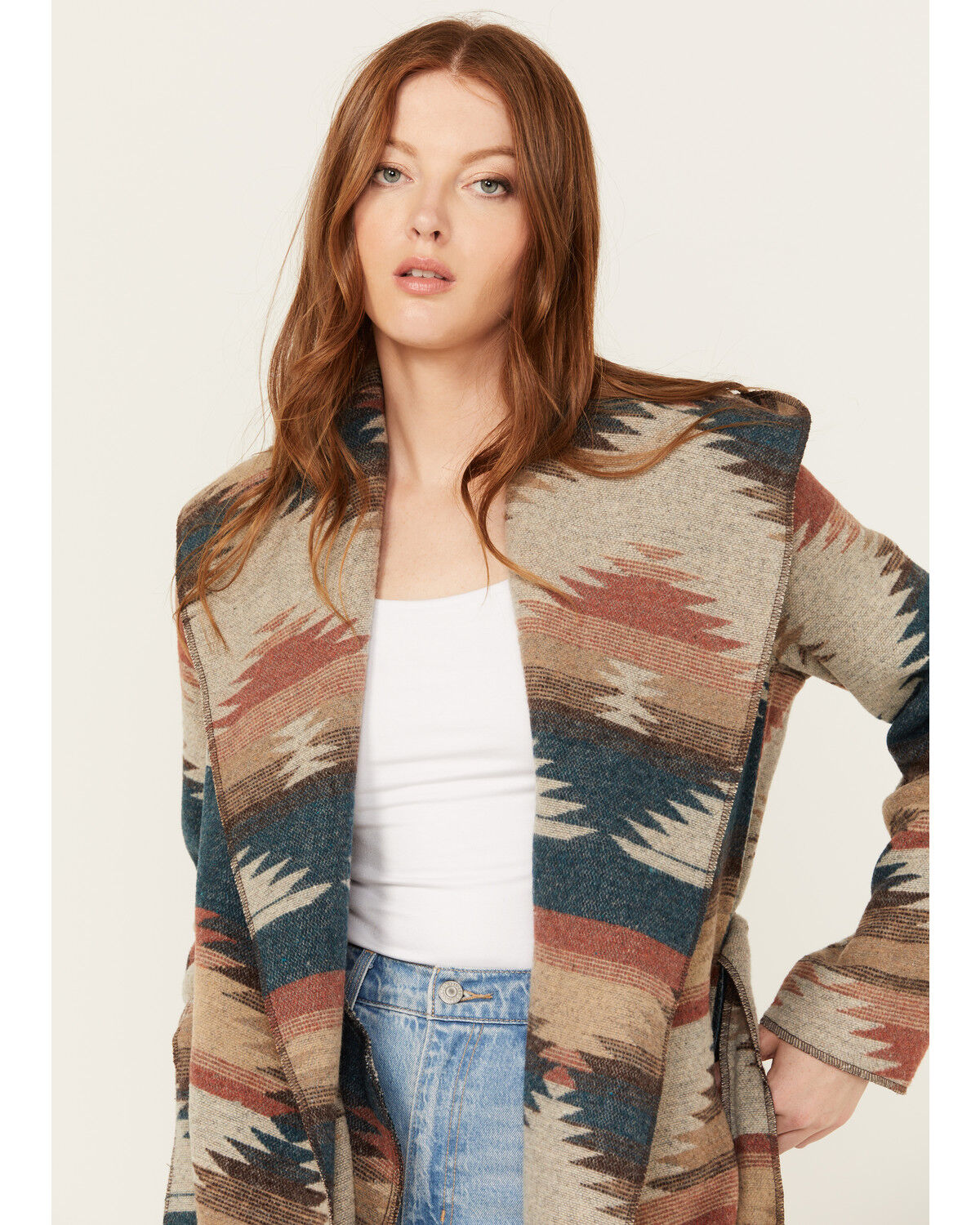 Image #2 - Cripple Creek Women's Southwestern Print Hooded Wrap Jacket, , hi-res