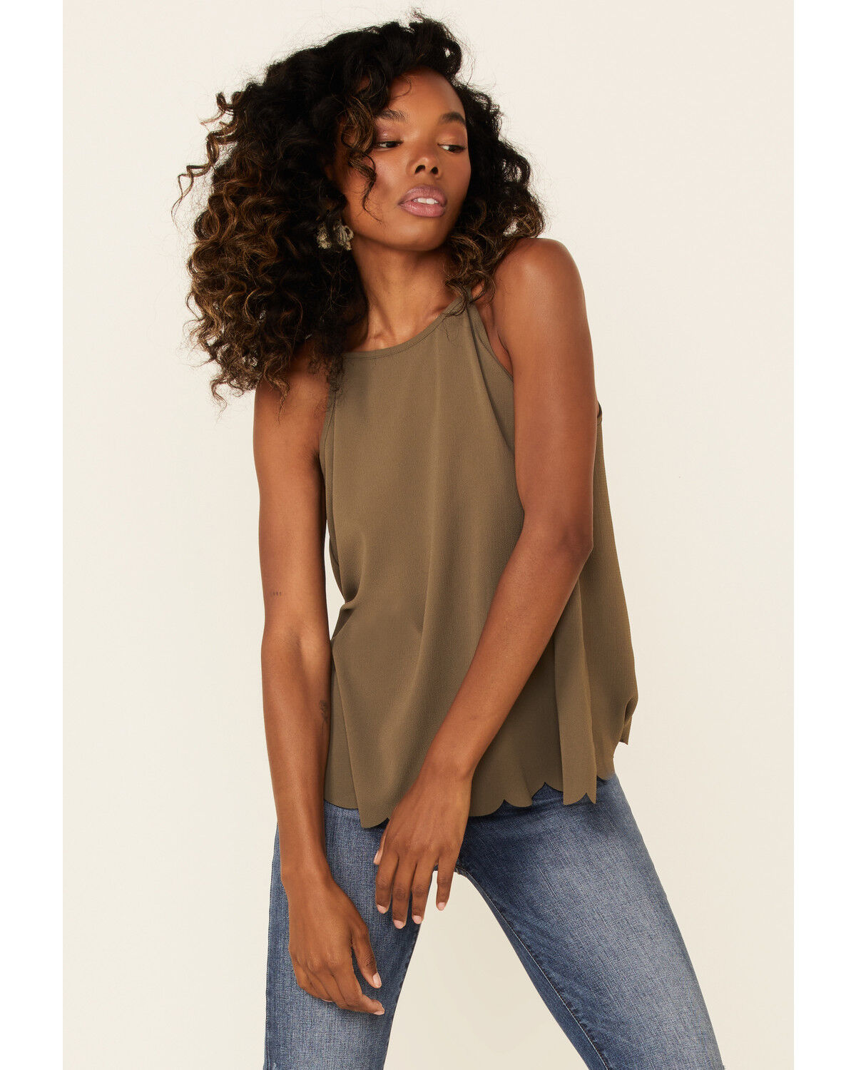 brown high neck tank top