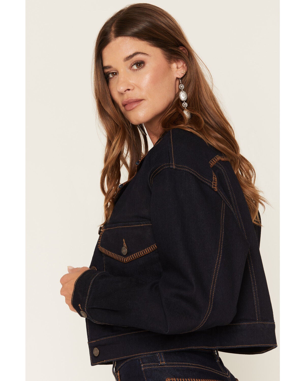 Shyanne Women's Wilder Cropped Denim Jacket, Dark Wash, hi-res