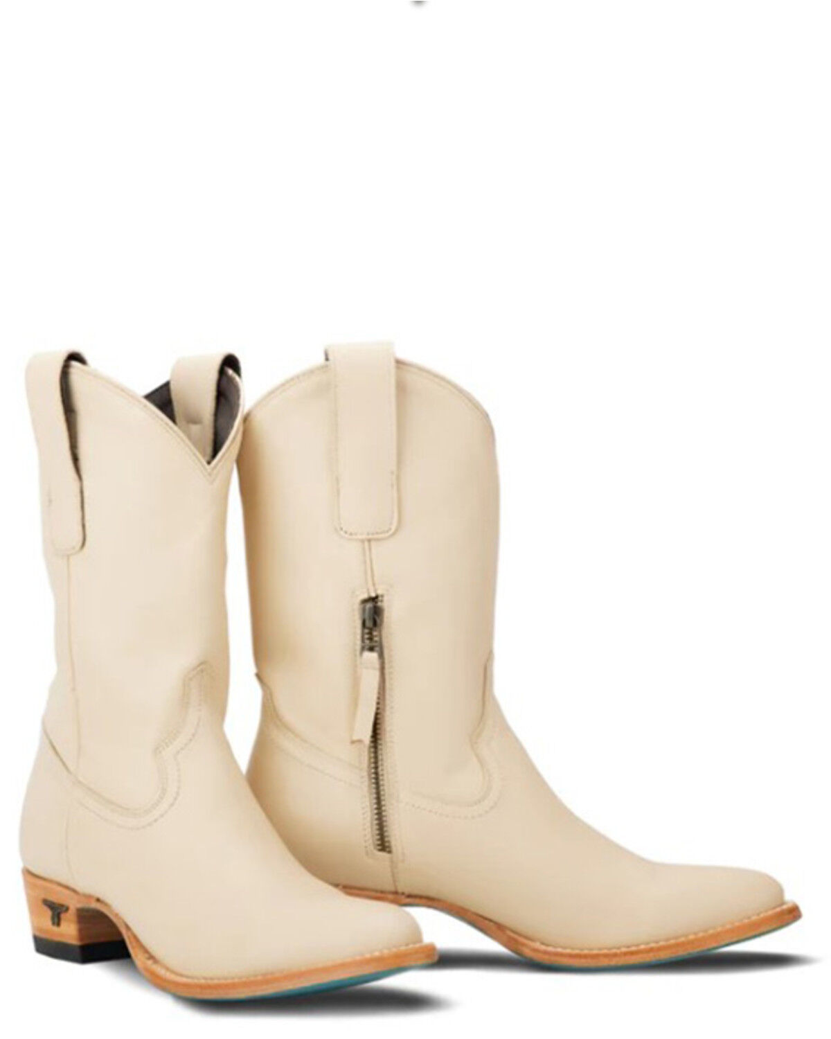 Image #1 - Lane Women's Plain Jane Midi Western Boots - Round Toe, Ivory, hi-res