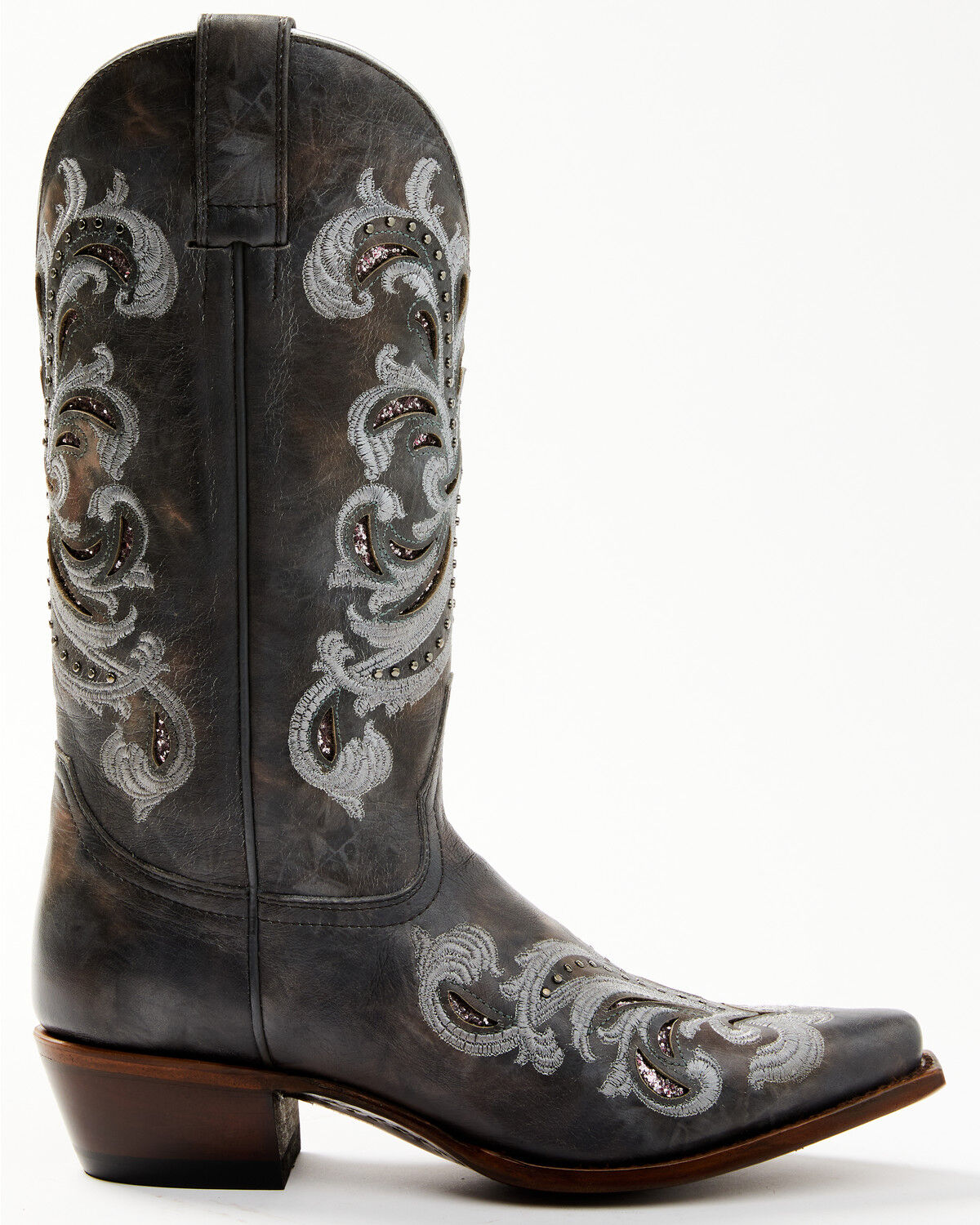 Image #2 - Shyanne Women's Iona Floral Studded Western Boots - Snip Toe, Grey, hi-res