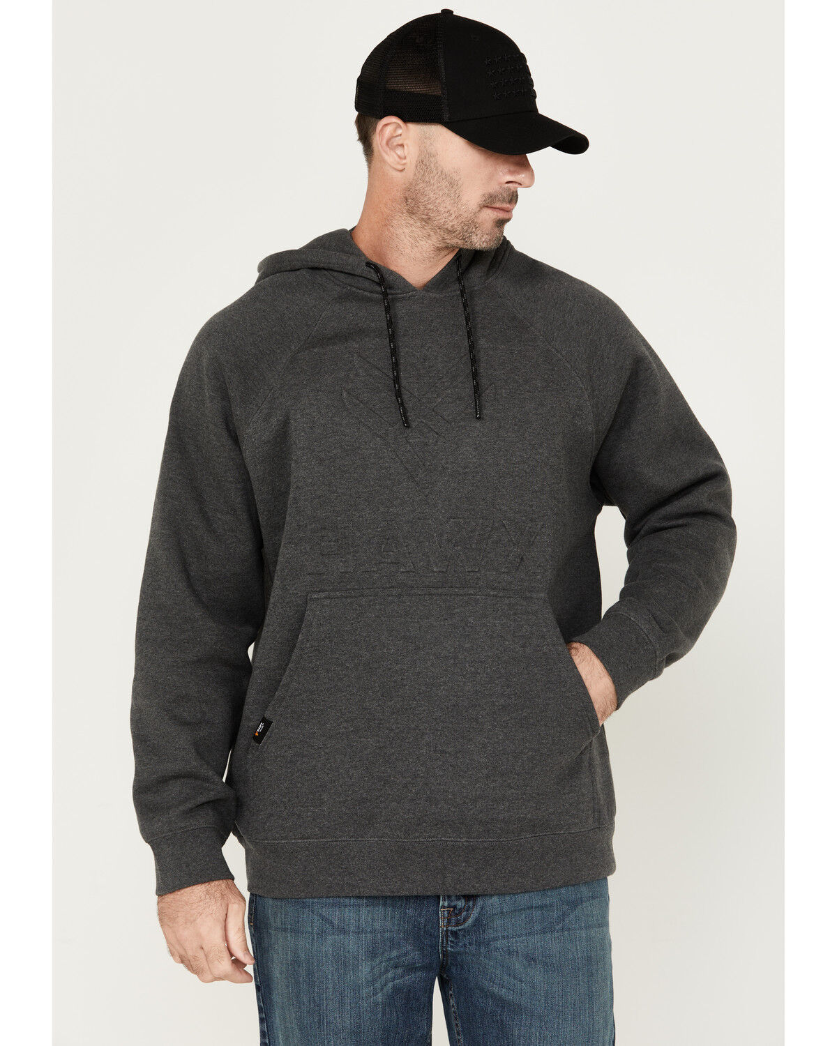 Image #1 - Hawx Men's Embossed Hooded Sweatshirt, Charcoal, hi-res