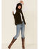 PJ Salvage Women's Cozy Quilted Sherpa Zip-Up Vest , Olive, hi-res
