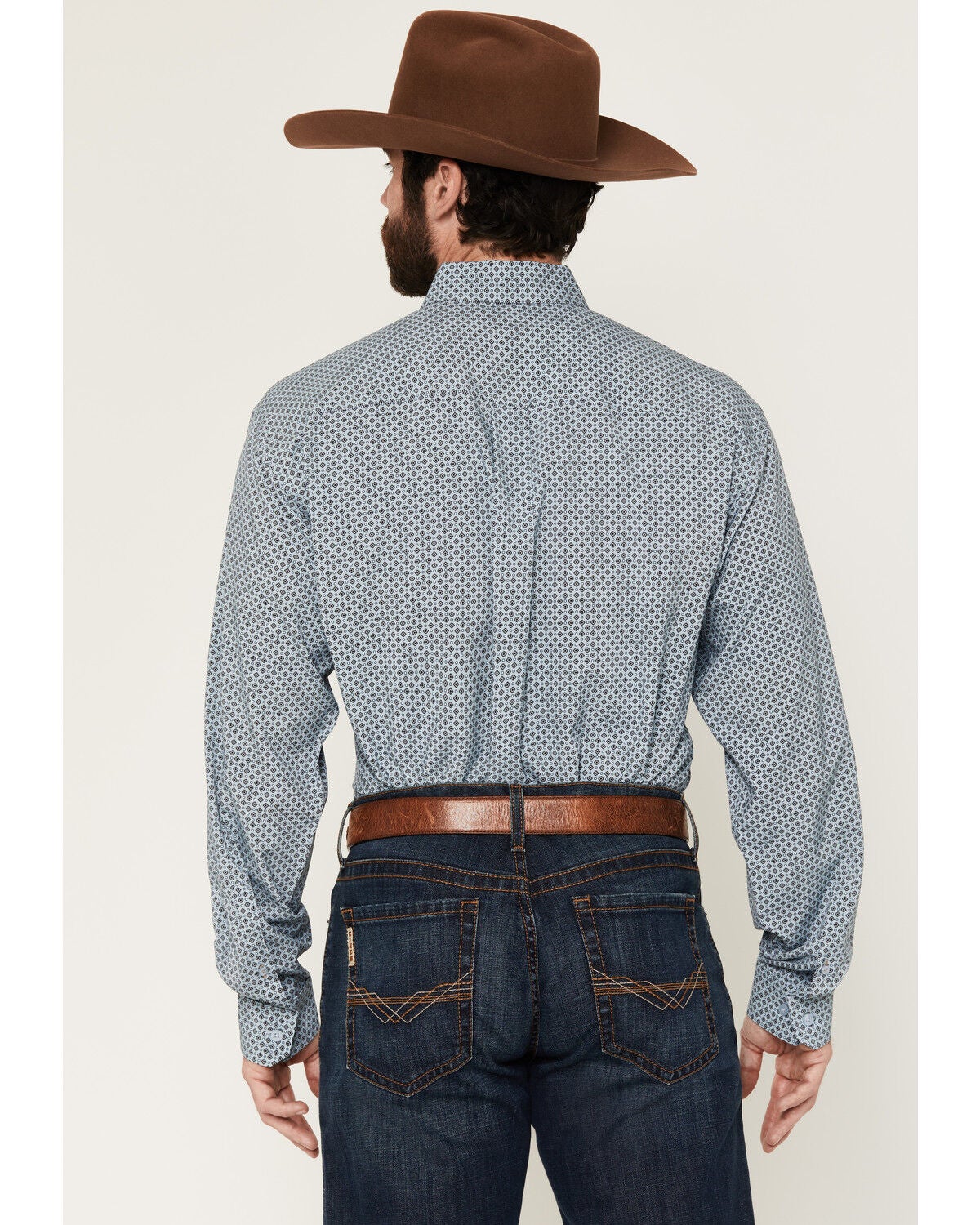 Image #4 - Cinch Men's Geo Print Long Sleeve Button-Down Stretch Western Shirt, Light Blue, hi-res