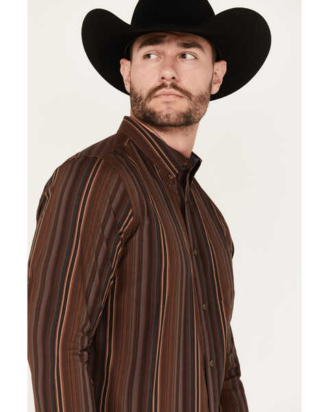 Image #2 - Cody James Men's Preston Striped Print Long Sleeve Button-Down Western Shirt, Brown, hi-res