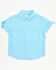 Image #1 - Shyanne Toddler Girls' Shadow Dobby Print Short Sleeve Snap Western Shirt, Light Blue, hi-res