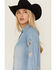 Image #2 - Blue B Women's Cowgirl Embroidered Long Sleeve Button-Down Denim Shirt, Medium Wash, hi-res