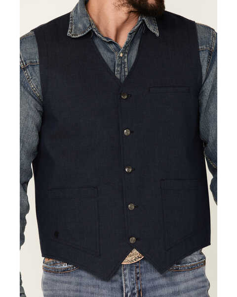 Image #3 - Moonshine Spirit Men's Saloon Textured Solid Button Down Western Vest , Black, hi-res
