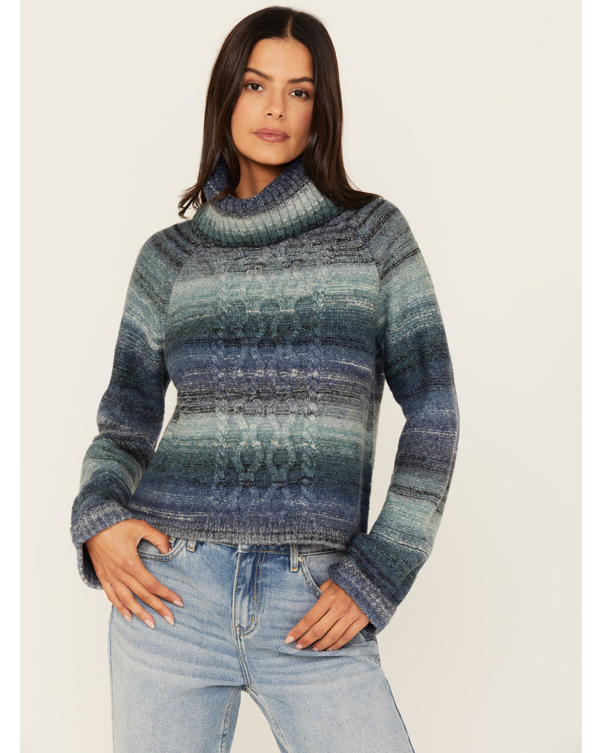 Image #1 - Cleo + Wolf Women's Turtleneck Sweater, Blue, hi-res