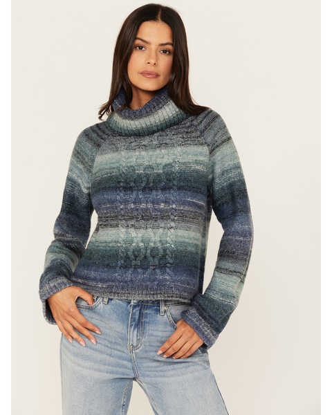 Cleo + Wolf Women's Turtle Neck Sweater, Blue, hi-res
