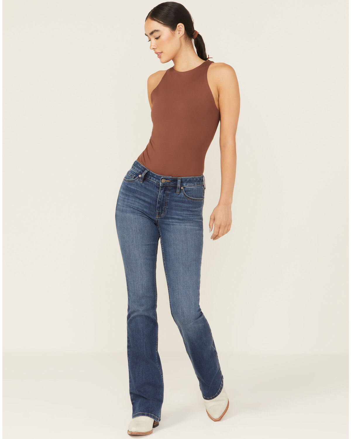 Image #1 - Shyanne Women's Aria Mid Rise Bootcut Stretch Denim Jeans, Medium Wash, hi-res