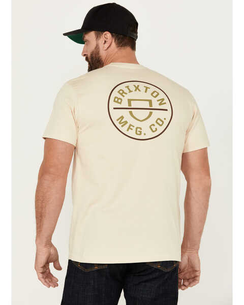 Brixton Men's Crest II Logo Short Sleeve Graphic T-Shirt , Cream, hi-res